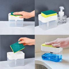 2 IN 1 DISHWASH SOAP PUMP DISPENSER AND SPONGE HOLDER CADDY FOR DISHWASHING / KITCHEN / LIQUID SOAP