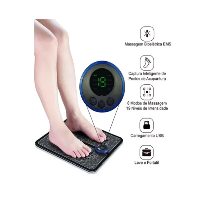 Electric EMS Foot Massager Pad for Pain Relief, Relaxation, and Improved Blood Circulation with Acupoints Massage and Muscle Stimulation