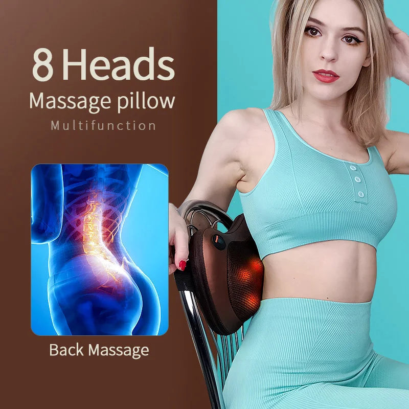 Head Massager Car Home Cervical Shiatsu Massage Neck Back Waist Body Electric Multifunctional Massage Pillow Cushion