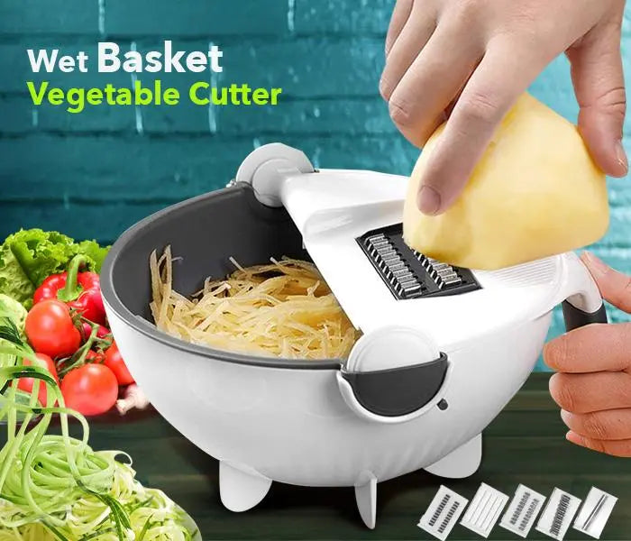 Sharp Bladed Multifunctional Vegetable Cutter With Drain Basket